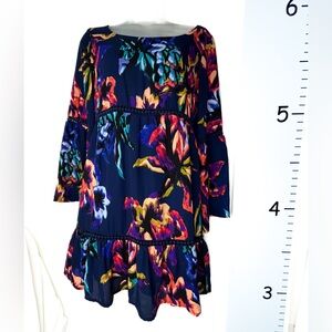 As U Wish Dark Blue Floral‎ Boho Mini Dress Small
